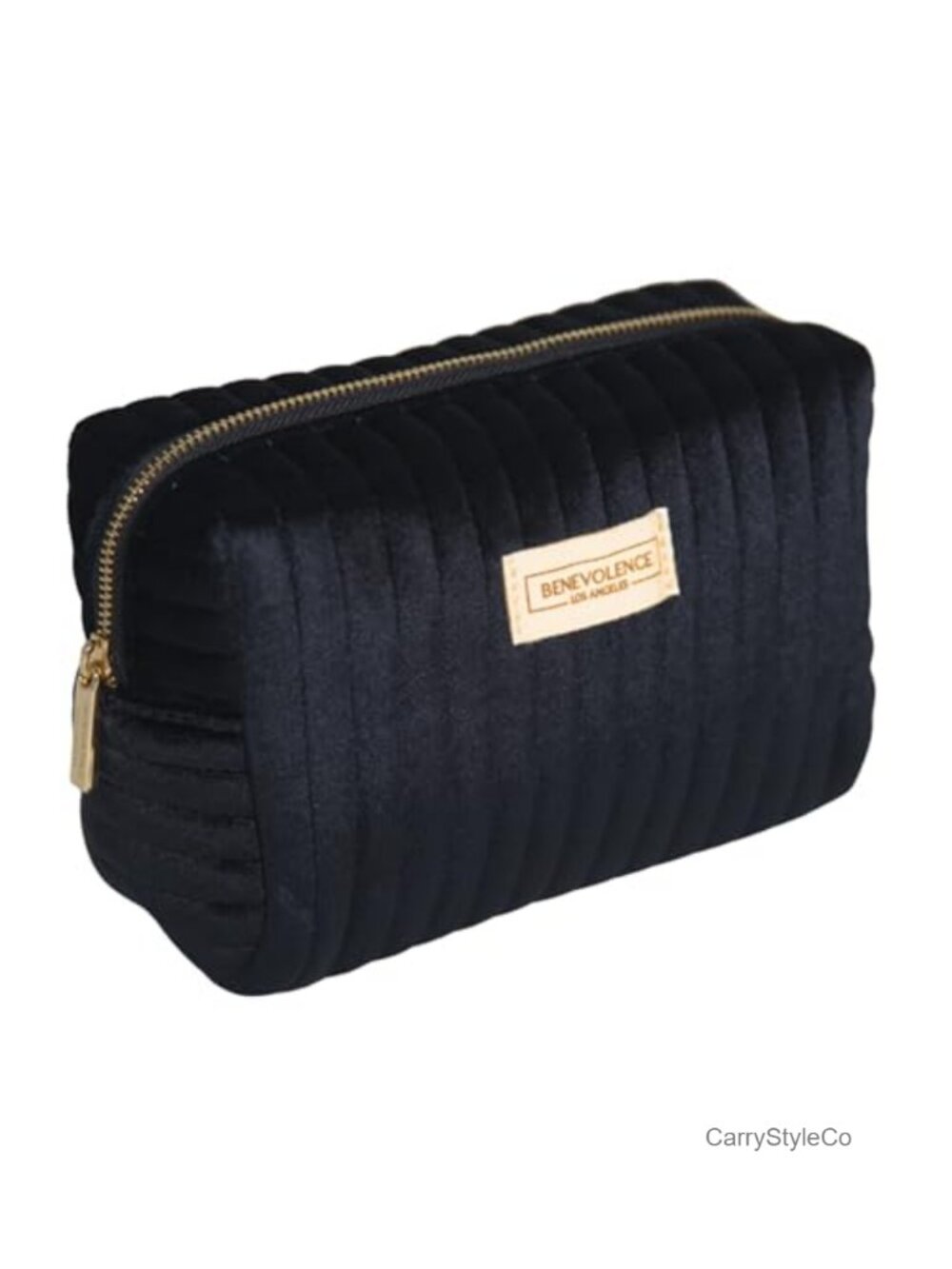 Plush Velvet Small Makeup Bag Quilted Cosmetic Pouch Travel Toiletry Organizer